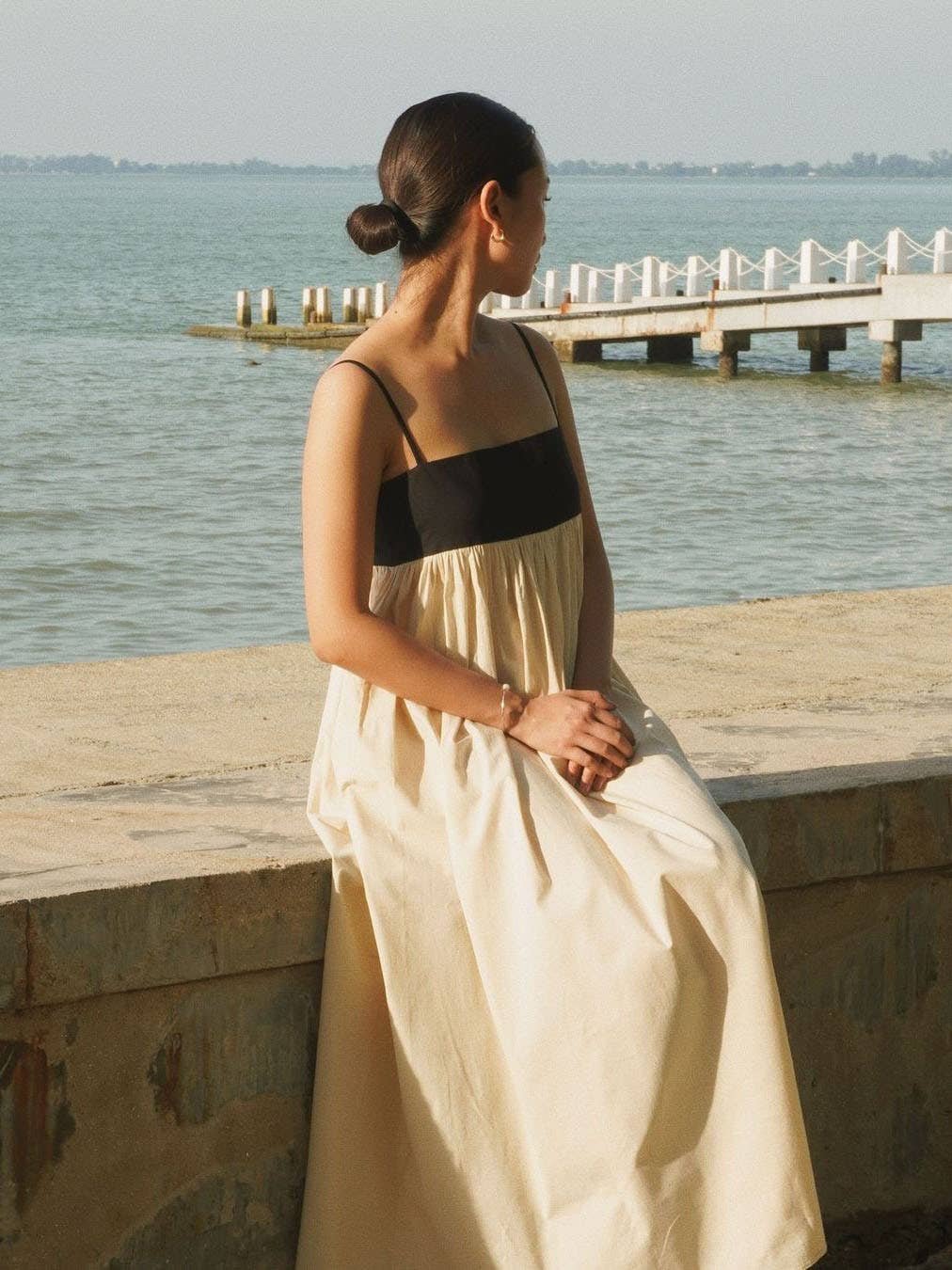 Beige Cotton Minimalism Spaghetti straps maxi dress for wholesale on Faire20