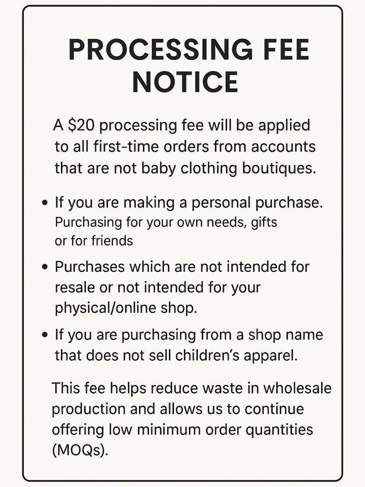 Frais de service personnel de 20 $ pour la vente par OLIVE & CRADLE