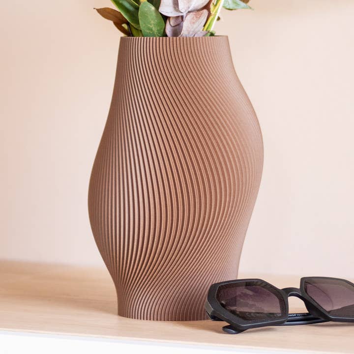Vaso de design impermeável Apesenteur (25cm) - Bege e castanho por atacado de FILAMENT