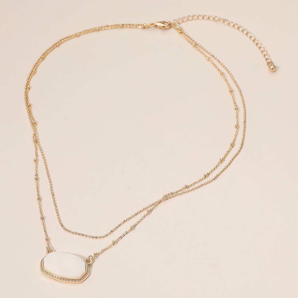 Sensibling Corp. – Engroshandel Halskæde med vedhæng – Druzy vedhæng accent lagdelt halskæde11