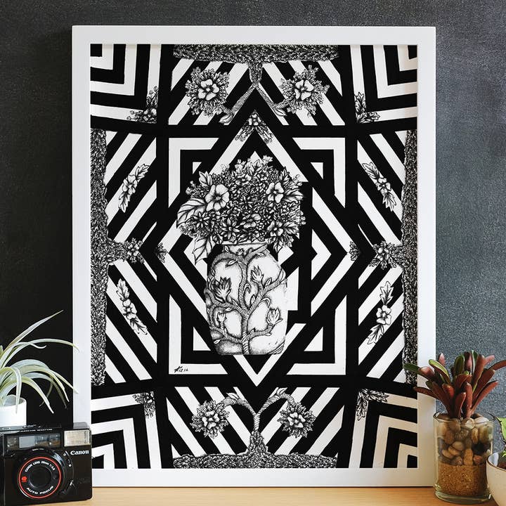 Vase with Flowers Art Print for wholesale by MeerCatArt