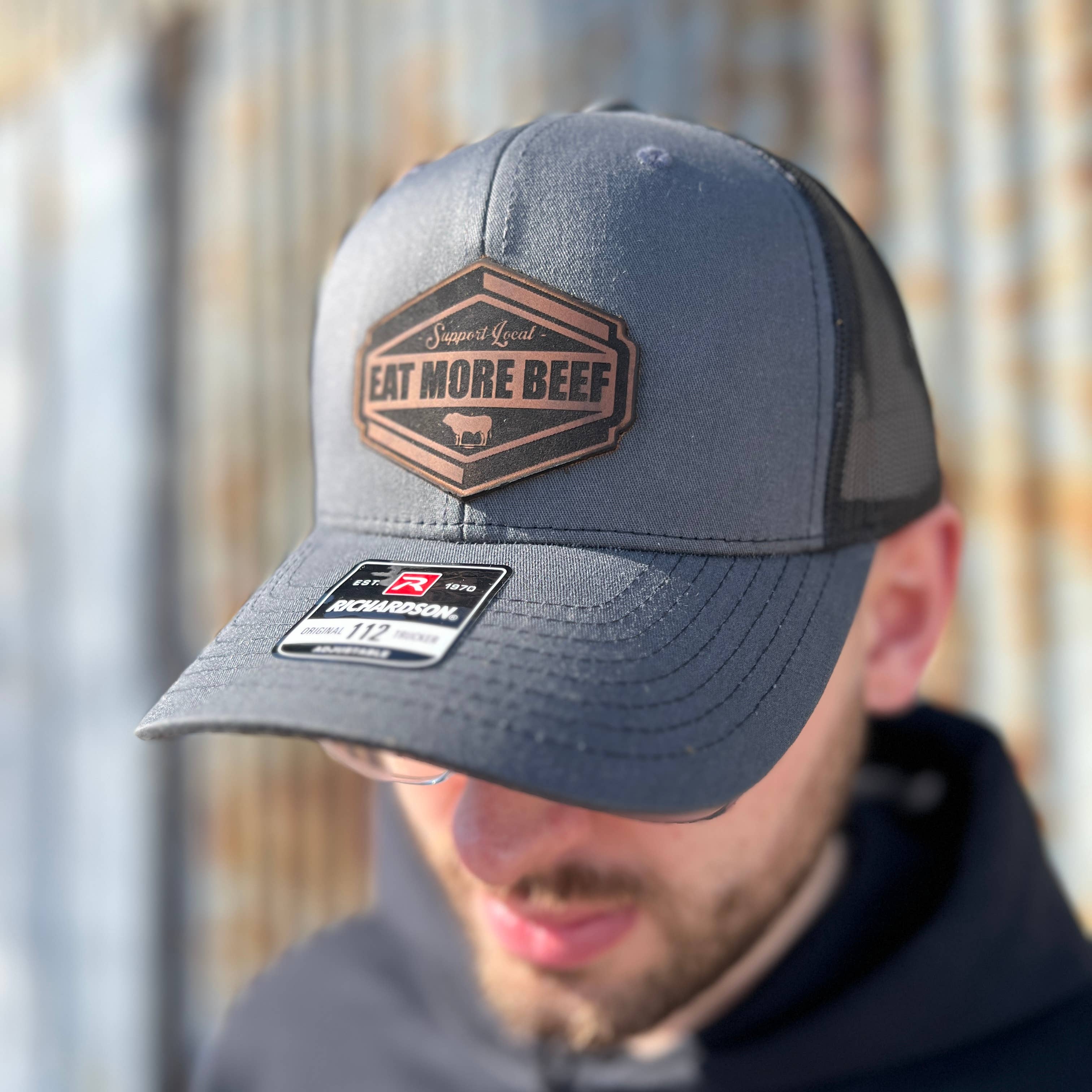 RiOak Design & Hat Co. - Wholesale Baseball Cap - Men's - Eat More Beef Charcoal Grey/Black Richardson 112 1
