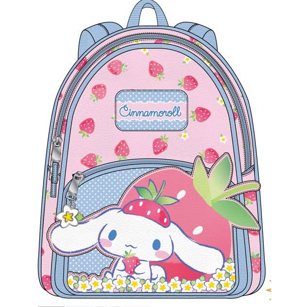 The Zoofy Group , LLC - Wholesale Backpack - Kids - Hk Cinnamoroll Berry Bestie 10.5" PU Leather Bp W/Overall