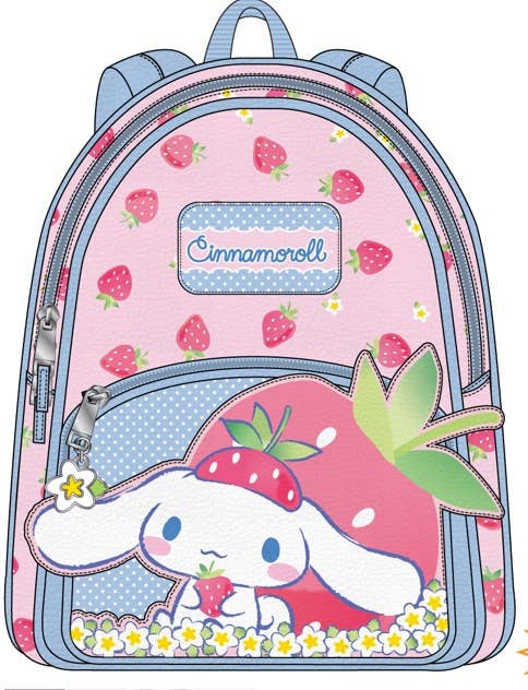 The Zoofy Group , LLC - Wholesale Backpack - Kids - Hk Cinnamoroll Berry Bestie 10.5" PU Leather Bp W/Overall