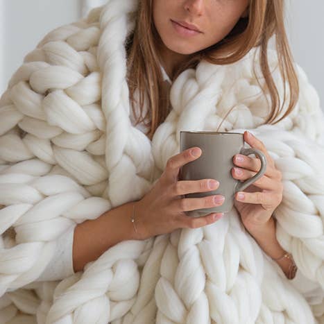 woolexperts – Manta para sofá por atacado – Cobertor gigante de tricô grosso 100% lã merino6