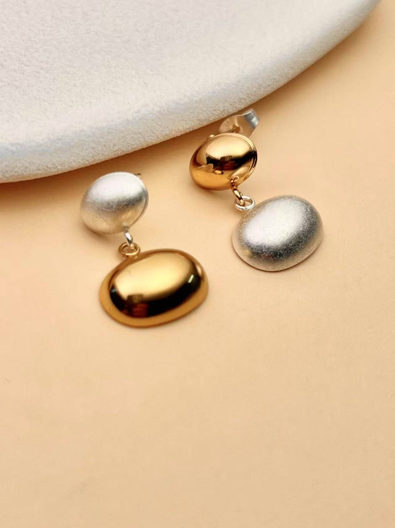 COSMOS - Vendita all'ingrosso Orecchini pendenti - Orecchini duo bicolore – Acciaio inossidabile0