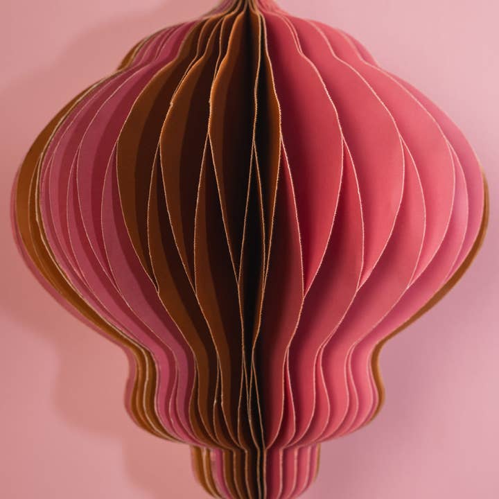 Ian Snow Ltd - Wholesale Christmas decoration - Pink & Brown Origami Lantern Hanging Decoration1