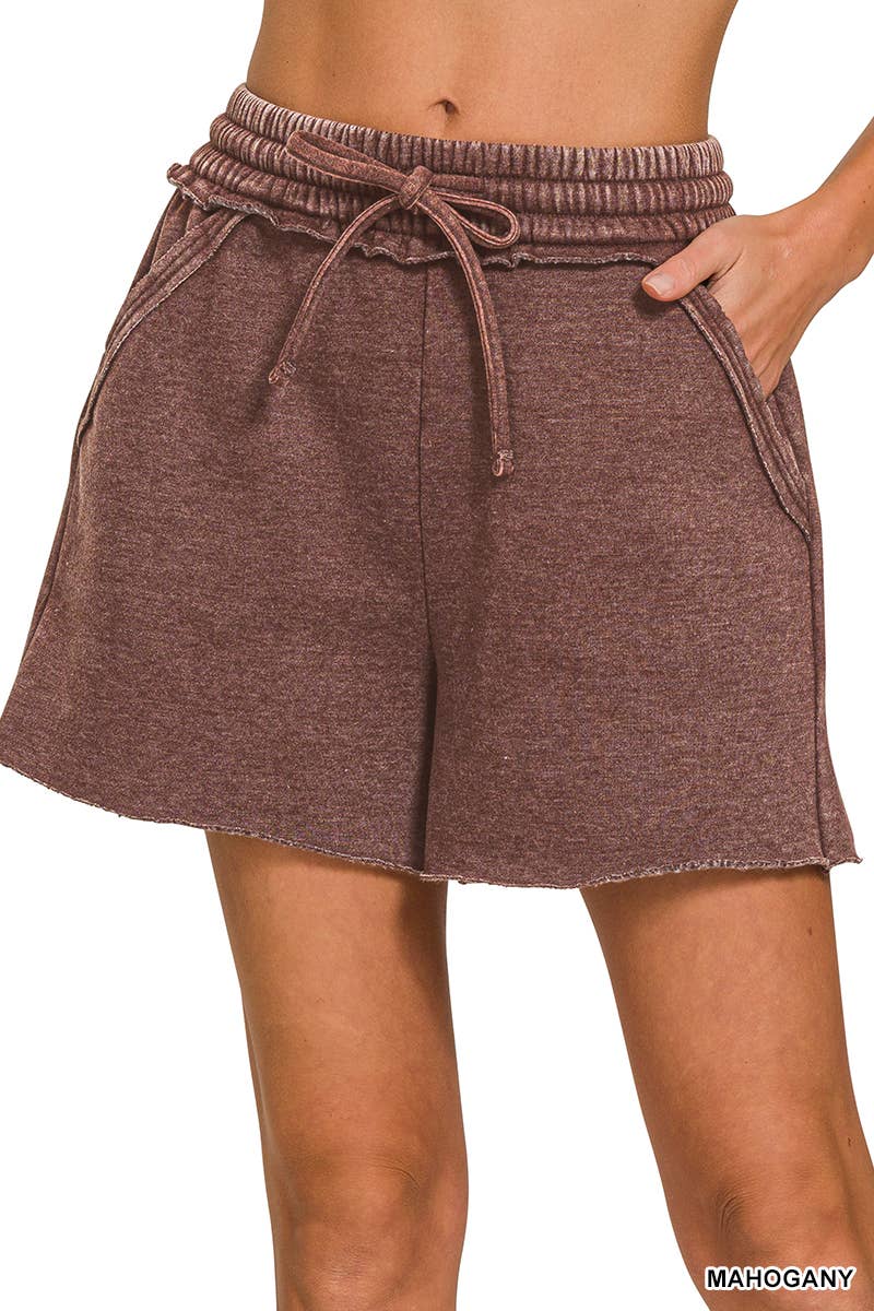 42POPS - Wholesale Shorts - Women's - `"Washed Fleece Drawstring Shorts With Pockets1