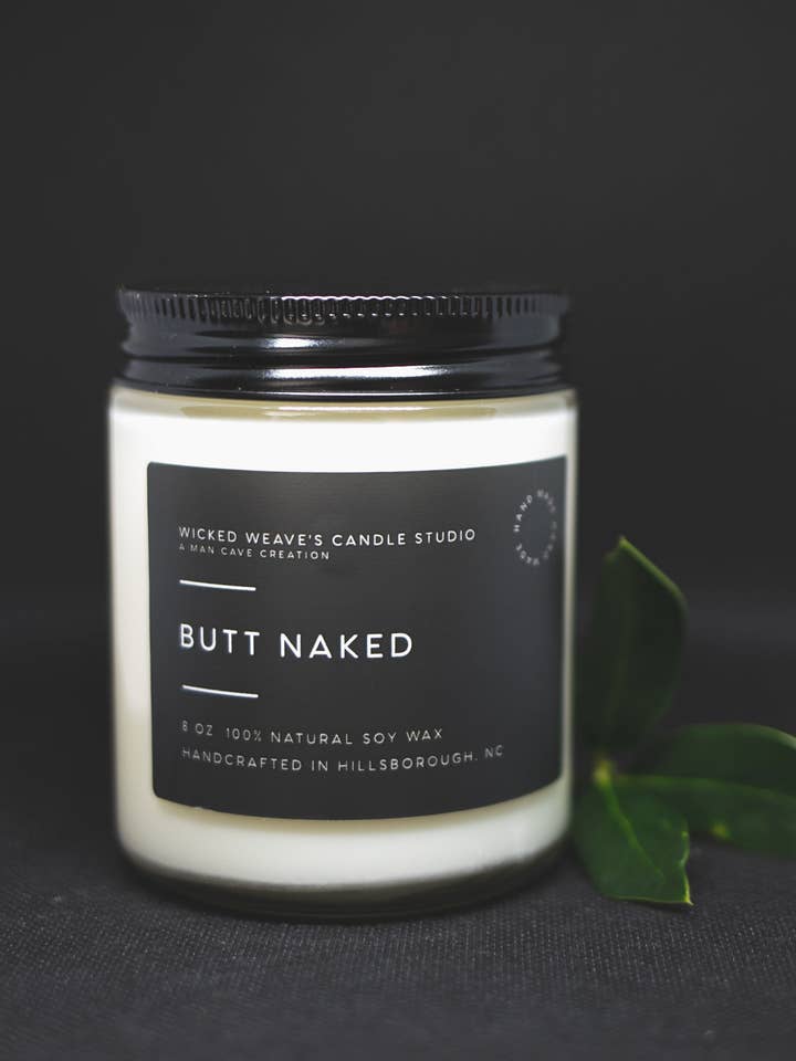 Butt Naked Soy Wax Candle (4 Size Options) for wholesale by Wicked Weave’s Candle Studio