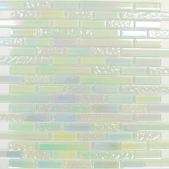 White Iridescent Textured & Plain Glass Mosaic Wall Tiles (MT0172) for wholesale by TJM DIRECT