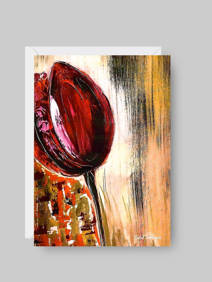 CARTÃO DE SAUDAÇÃO Impresso a partir de Pintura Acrílica Original "Encanto de Tulipa" Interior em Branco, 5"X7" por atacado de Toronto Art Gallery