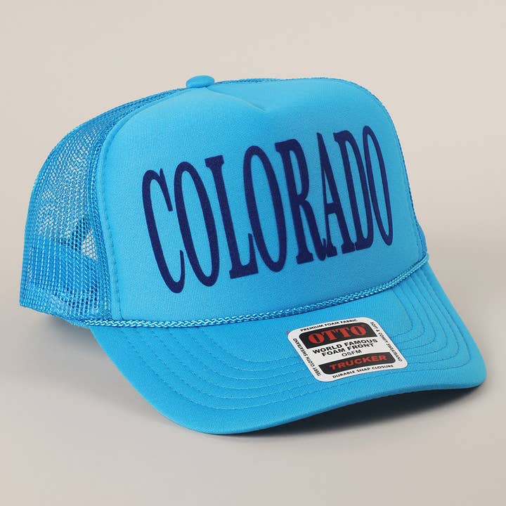 Fashion City - Wholesale Trucker Hat - Unisex - COLORADO Text Printed Mesh Back Foam Trucker Hat4
