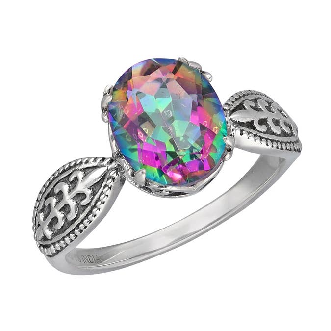 925 Sterling Silver Mystic Quartz Solitaire Ring for wholesale by Tiramisu