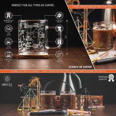 Greenline Goods - Wholesale Coffee Mug - Science of Coffee Molecule Mug - 16 oz - Set of 23
