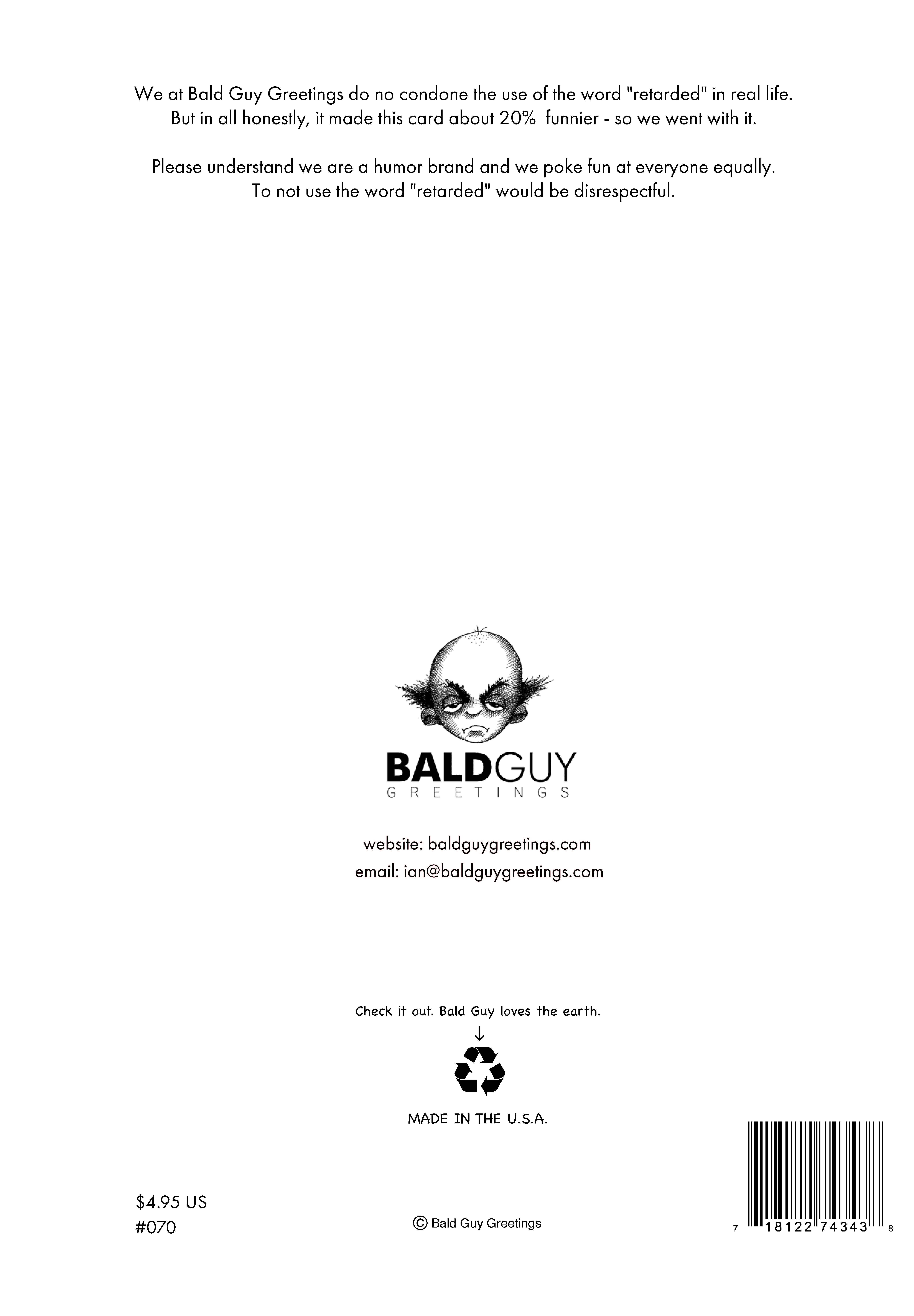 Bald Guy Greetings - Wholesale Birthday Card - #070 – Funny Birthday Card – Special Friend2