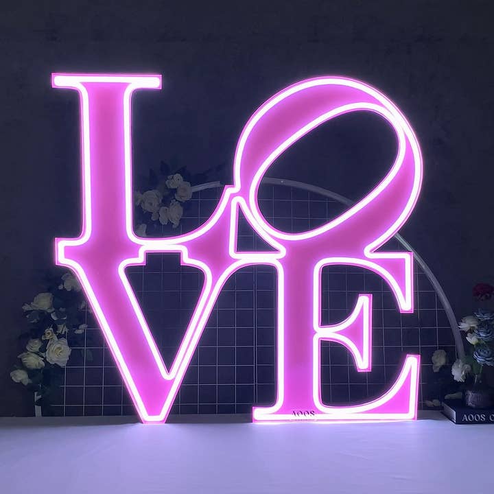 Cartas Love Neon Channel para cartel de boda para venta al por mayor de Aoos Custom