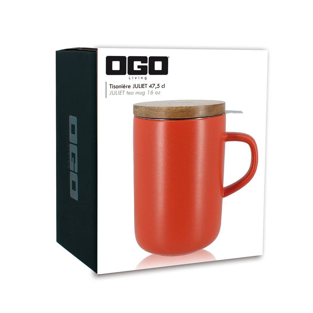 Ogo living - Wholesale Tea Pot - Juliet paprika stoneware tea pot with acacia lid5