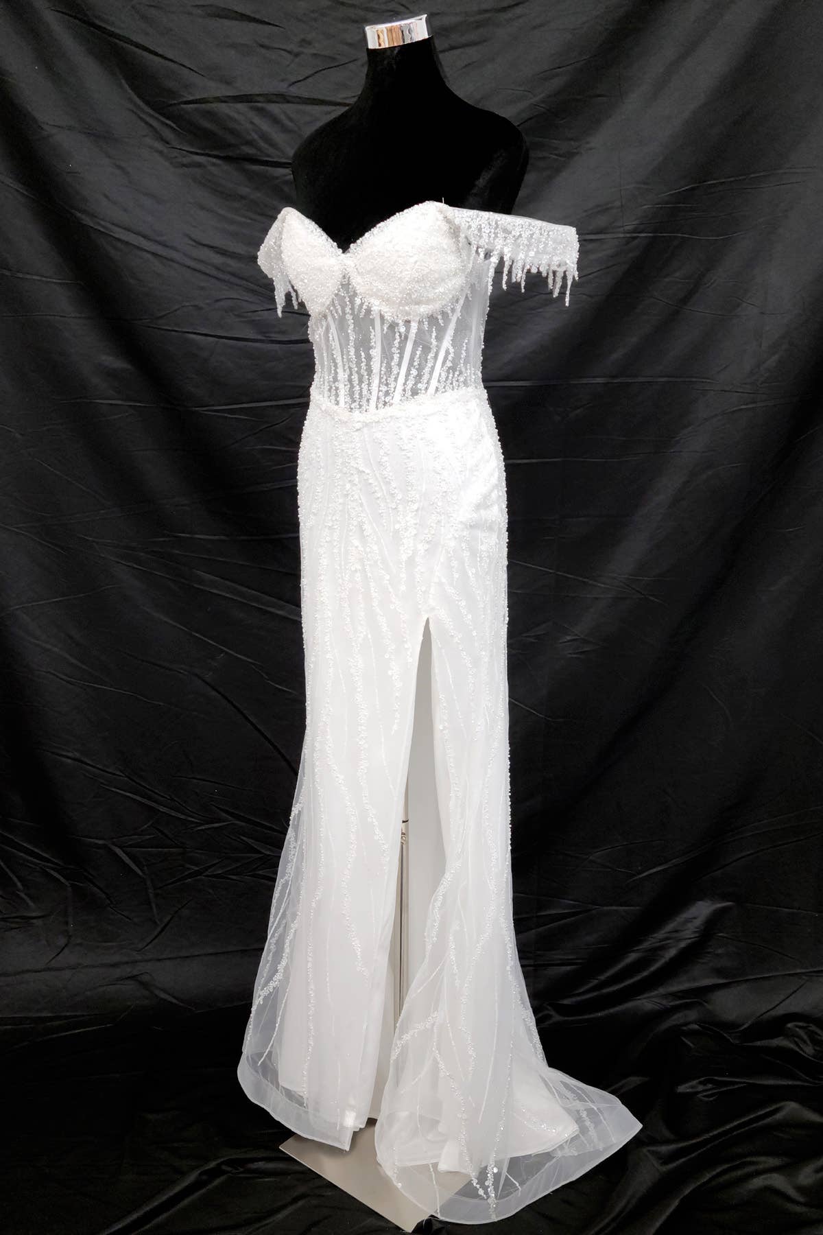 Chicas - Wholesale Gown - Women's - Off the Shoulder Sequin and Bead Long Dress C33147