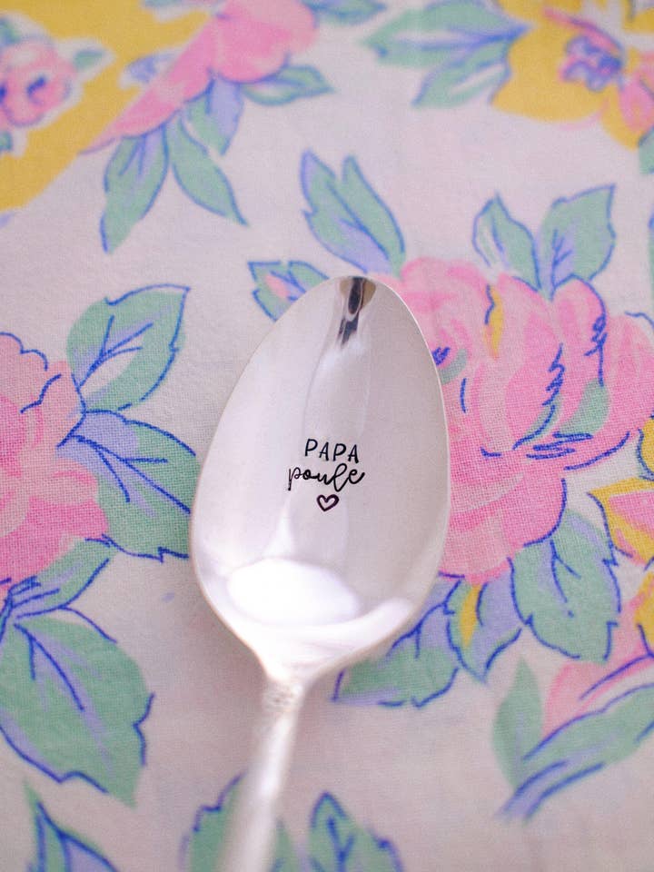 Vintage engraved tablespoon "daddy hen" for wholesale by Les Petites Cuillères De Juliette