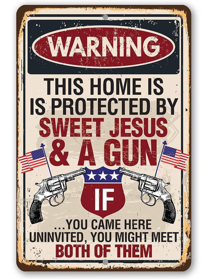 Sweet Jesus And A Gun - Metal Sign for wholesale by Lone Star Art Metal Signs