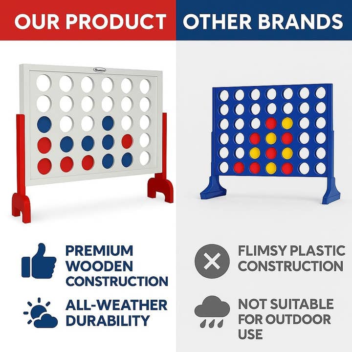 Ergodebrands - Wholesale Board Game - Bolaball 4 in a Row Tabletop Game – 4 to Score Game (Wooden)4