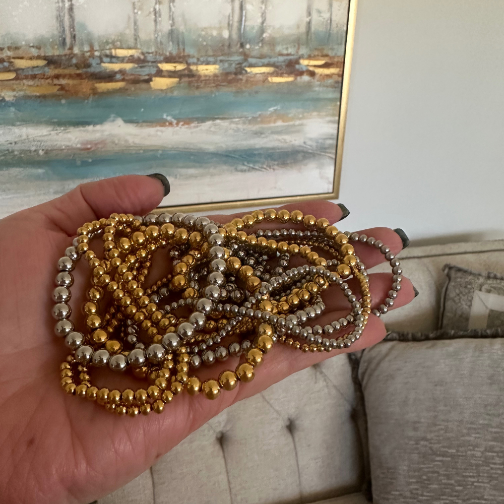 Deep South Originals Inc. - Vente Bracelet de perles - Bracelets en perles dorées en acier inoxydable étanche ~ Deep South Originals1