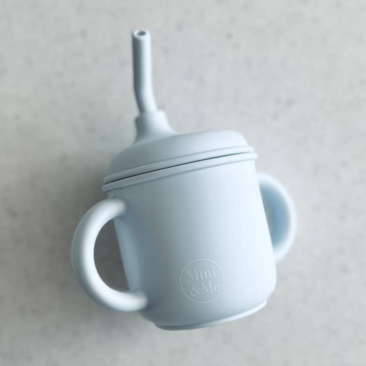 Mini & Me Transitional Straw Sippy Cup Ice Blue for wholesale by Cuddle Bug & Co