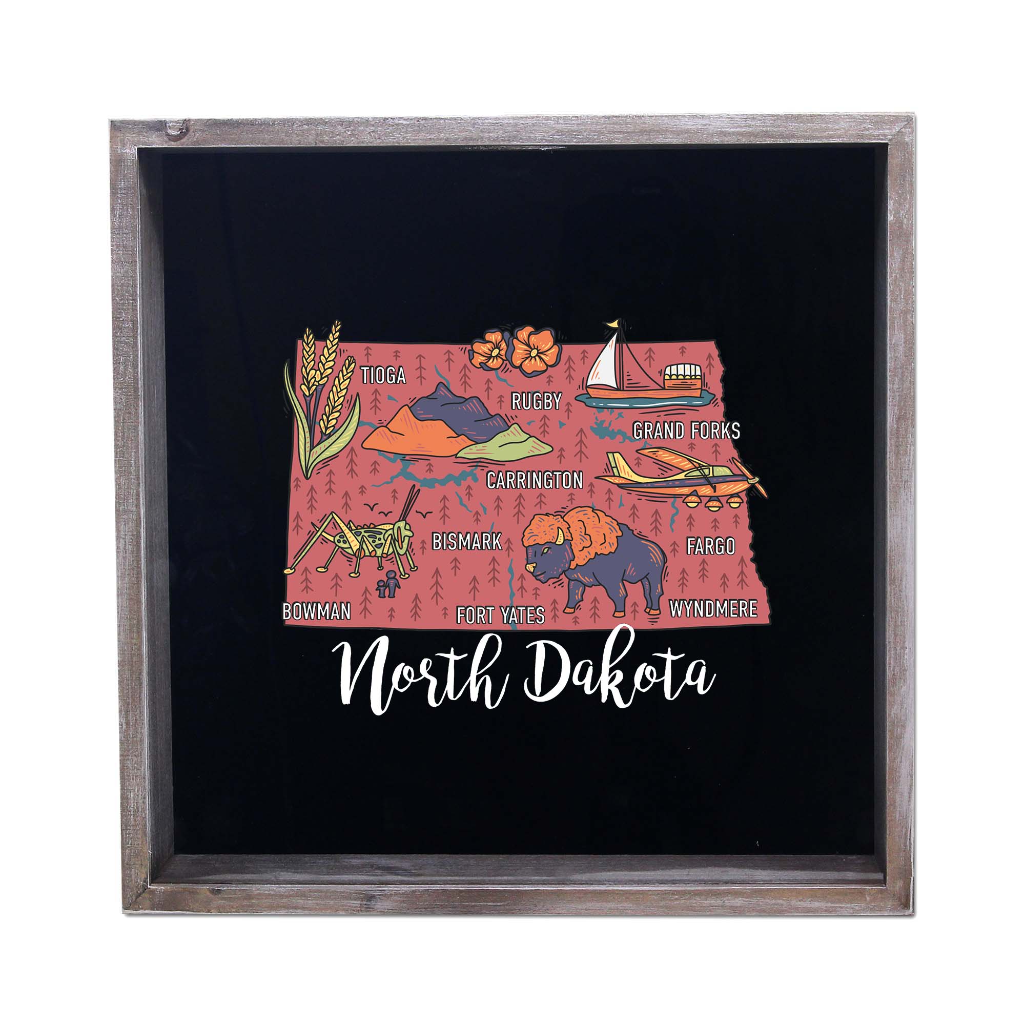 Torched Products - Wholesale Sign - State Map Design Shadow Box - Gray25