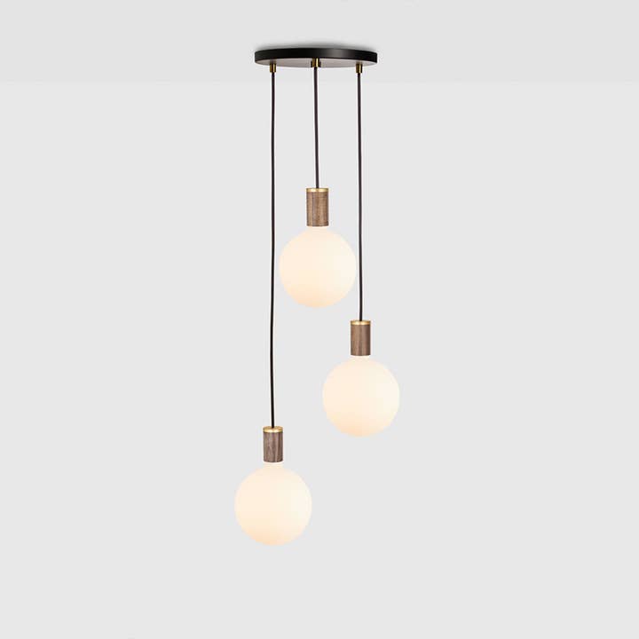 Triple Pendant in Walnut + Sphere IV - Black Canopy for wholesale by Tala