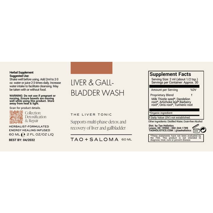 TAO + SALOMA - Wholesale Oral Supplement/Vitamin - Liver & Gallbladder Wash: Detox & Renew