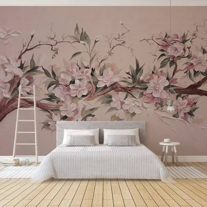 Vintage Flower Cherry Blossom Removable Wallpaper por atacado de GK Home Decor