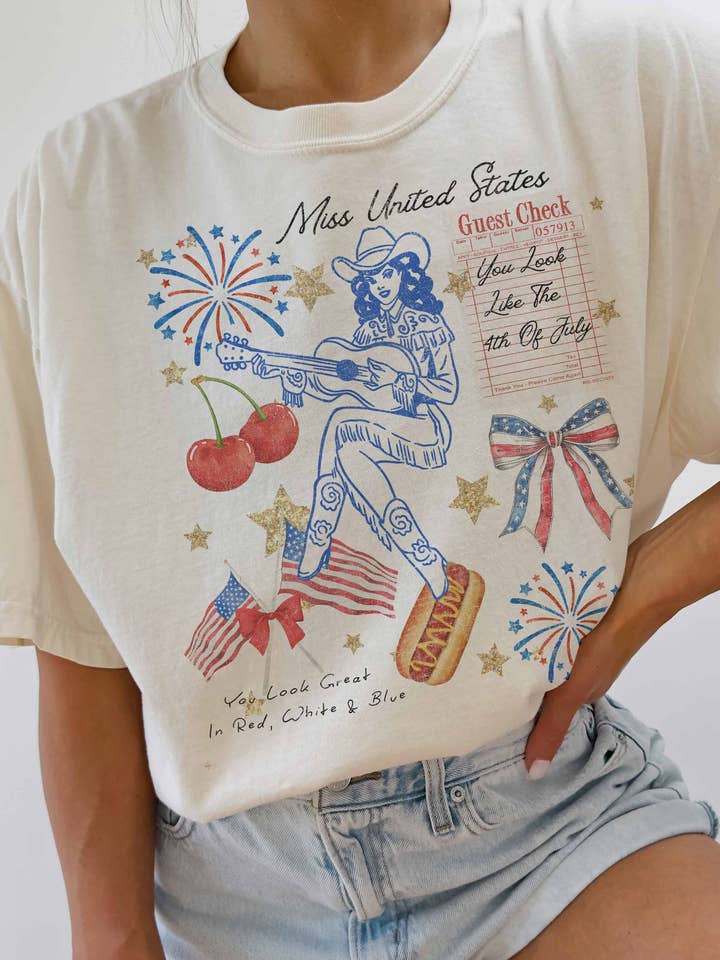 Camiseta Oversized Miss United States por atacado de GOOD DAY STREET