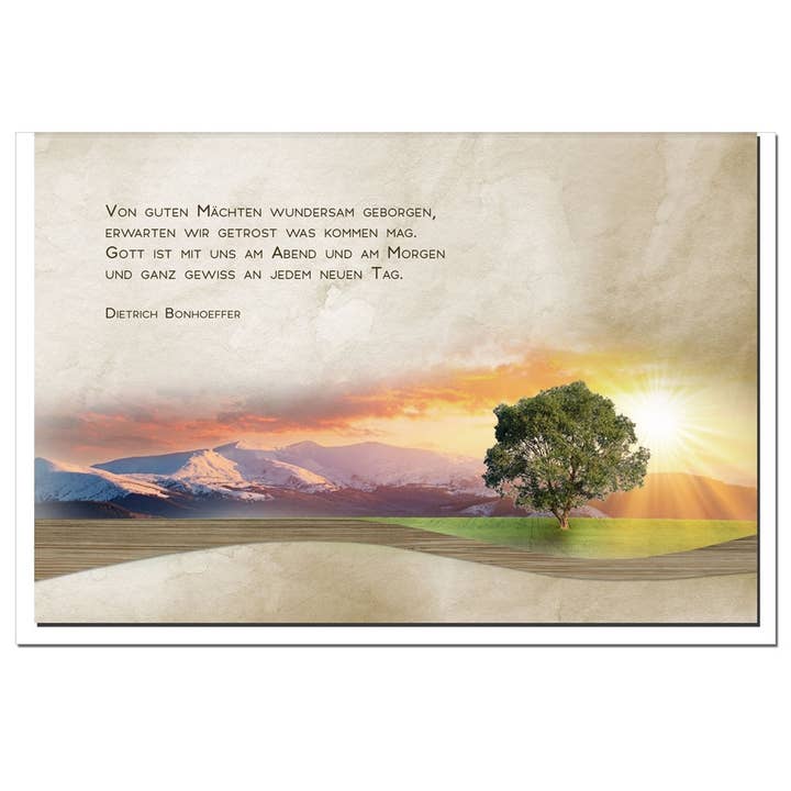 metALUm carte de condoléances B6 – Coquelicots – Citation de Dietrich Bonhoeffer – avec décoration en bois pour la vente par metALUm