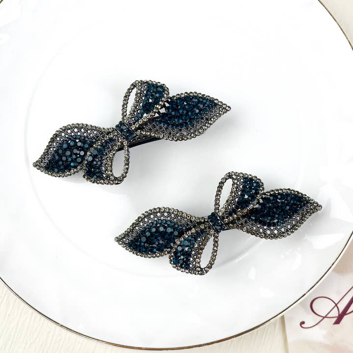 Bow hårspænde luksus rhinestone fjederklip for engroshandel hos SoapElenGlen
