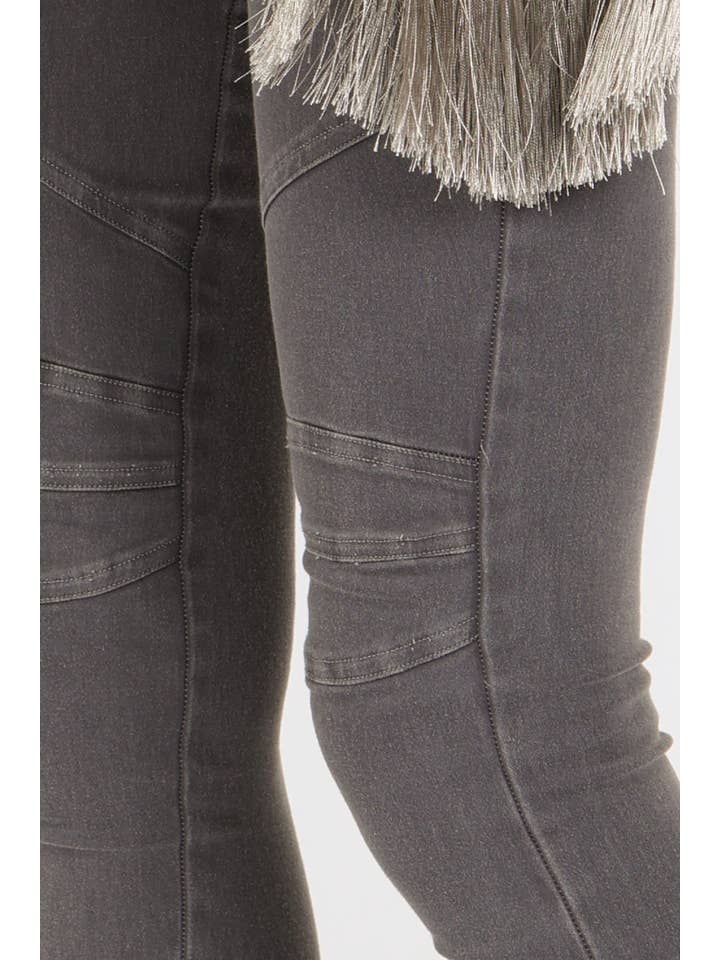 Beulah Style - Vente Pantalon – femme - Jegging Moto à Détails Plissés DM700212