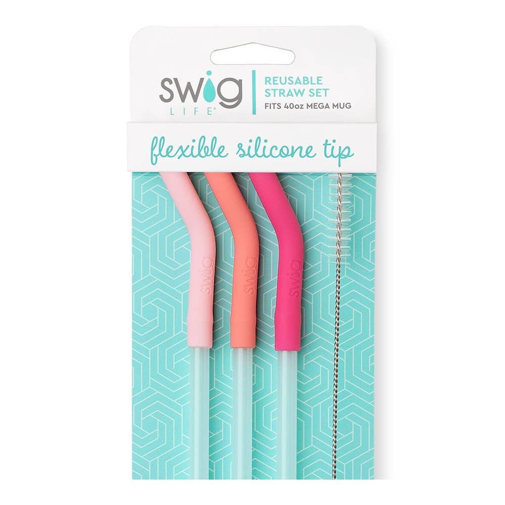 Swig Life - Wholesale Drinking Straw - Blush/Coral/Pink  Reusable Straw Set (Mega Mugs)0