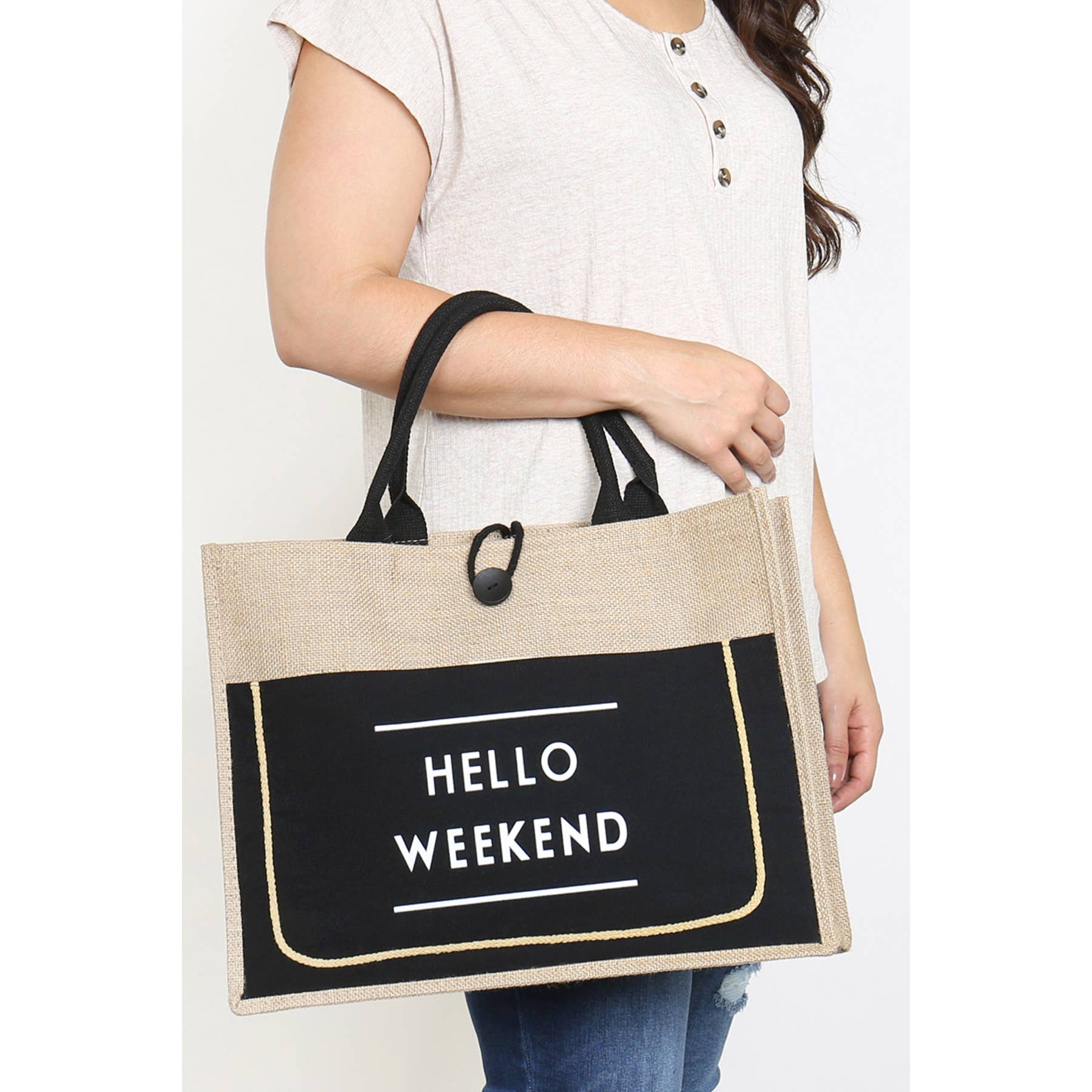 Pink Irene Wholesale - Wholesale Tote Bag - Women's - HELLO WEEKEND TOTE BAG1