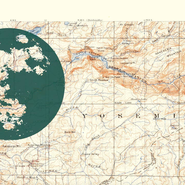 T. Shaw Designs – wholesale Map – California | Yosemite Valley Art Print on Topographic Map2