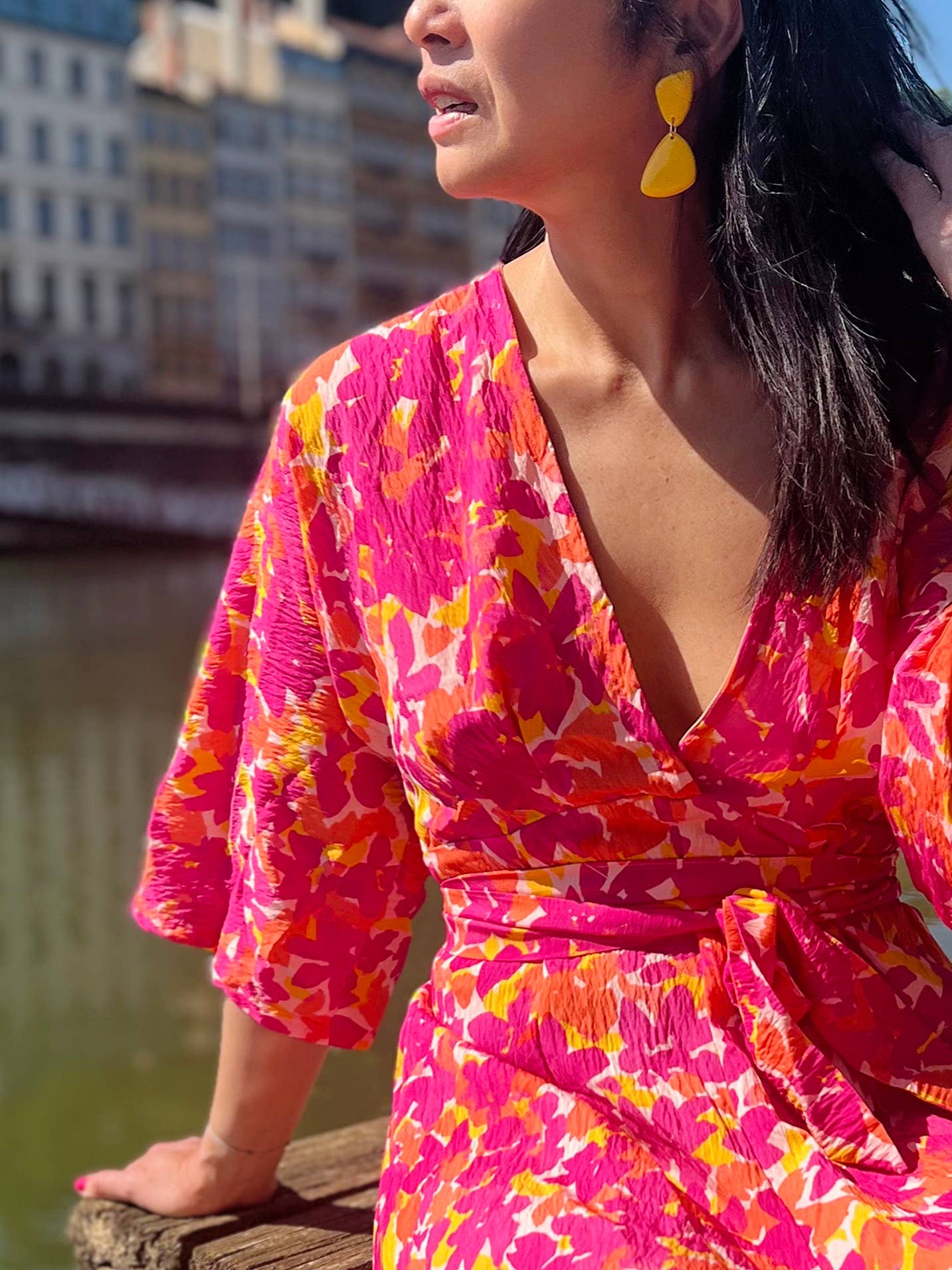 MY DRESS MADE - Venta al por mayor Tela - Tela satinada y texturizada de viscosa RIVIERA - Estampada en Francia1