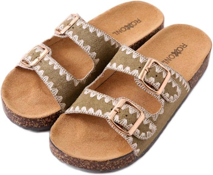 Roxoni - Wholesale Sandals – Women's - Roxoni Women's Fashion Cork Sole Double Buckle Sandal1