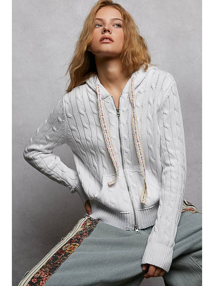 Pol Clothing - Wholesale Hoodie - Women's - Full Sleeve Solid Acrylic Sweater Hoodie Zip Up Knit Top19