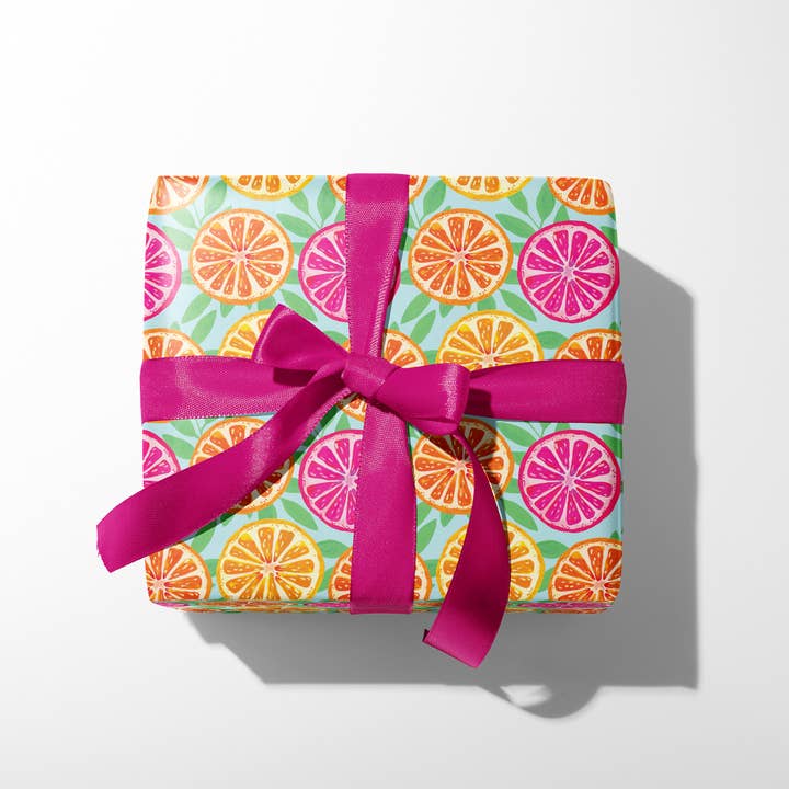 Gert & Co - Wholesale Wrapping Paper Roll - Bright Oranges Gift Wrap | Bright Citrus Wrapping Paper