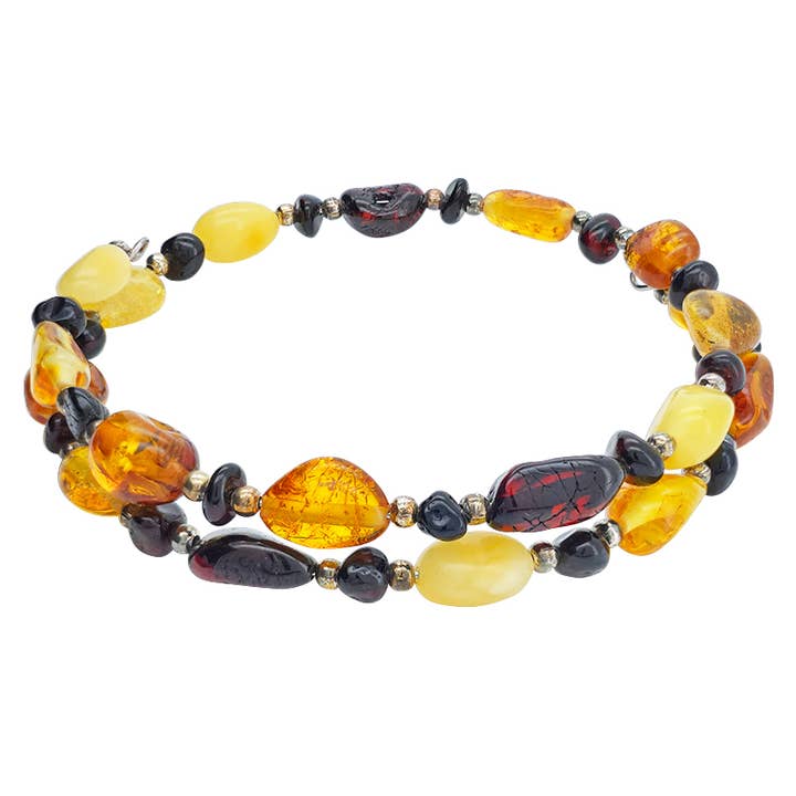 Natural Baltic Amber Multicolor Beads on Memory Wire for wholesale by Amberman