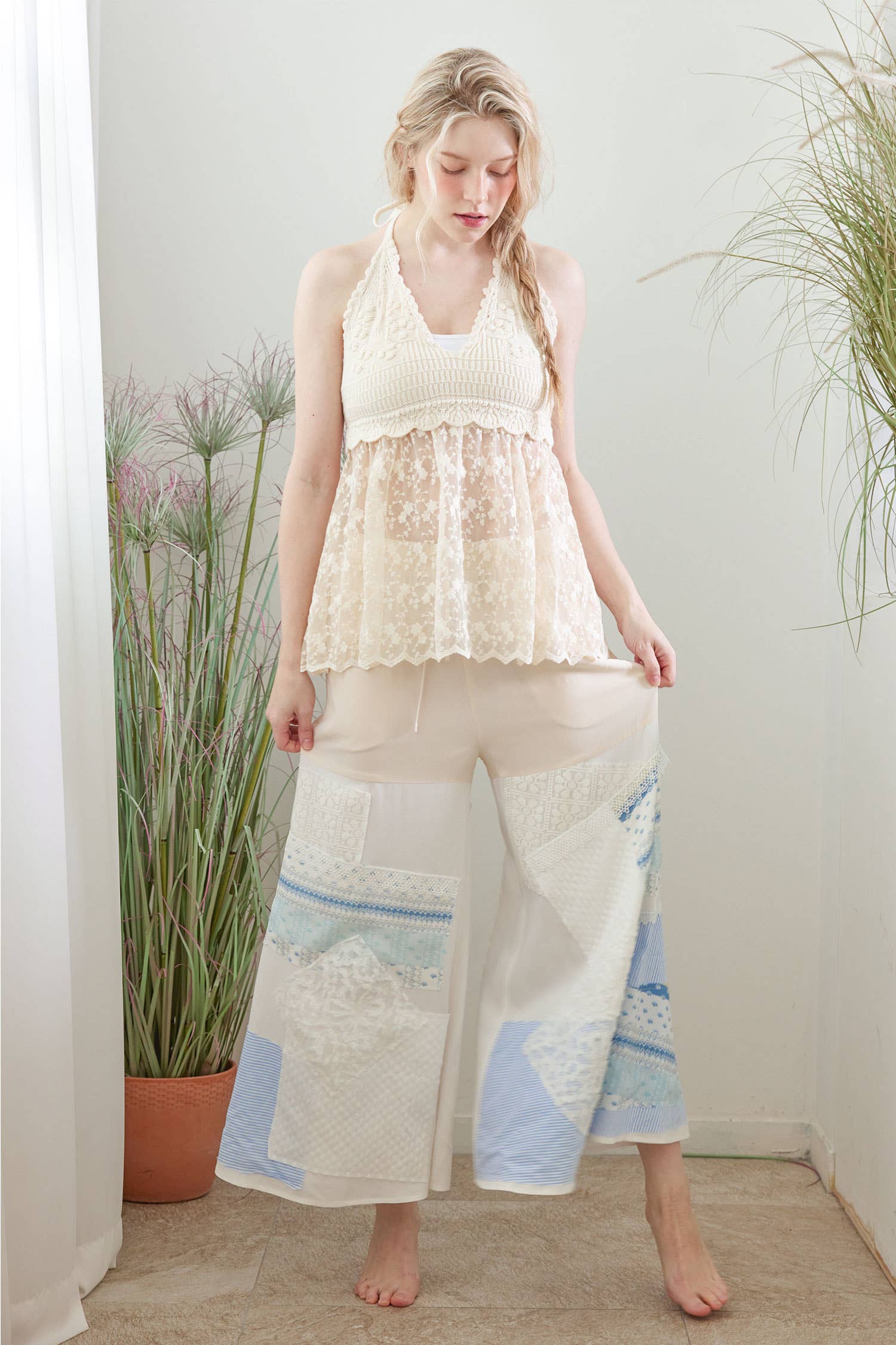 Mello. - Wholesale Pants - Women's - Boho Crochet Lace Pattern Pants7