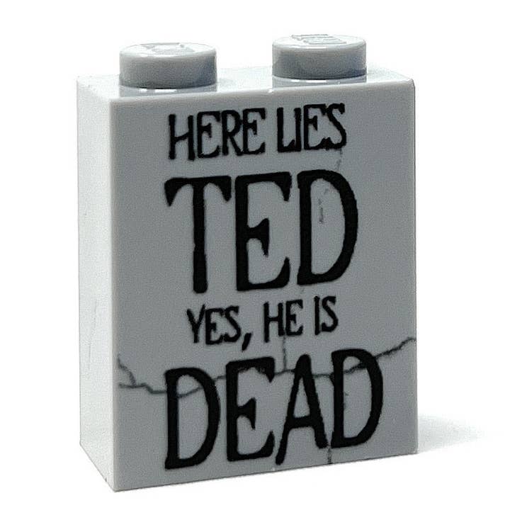 B3 Customs - Wholesale Decorative Figurine - Here Lies TED, He is DEAD Tombstone (Halloween) (1x2x2 Brick) - B3 Customs