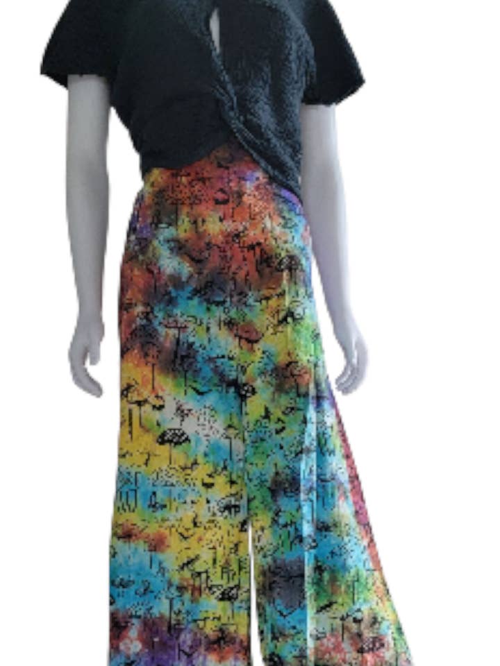 T2508 Bomuldsbukser med svampeprint og vide ben - Flerfarvet for engroshandel hos Evergreen Guardian Imports