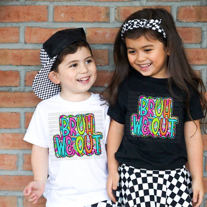 Flawless Transfers - Wholesale Sublimation Transfer - Bruh We Out Scribble Doodle Bright Paisley Colorful Dots DTF Transfer0