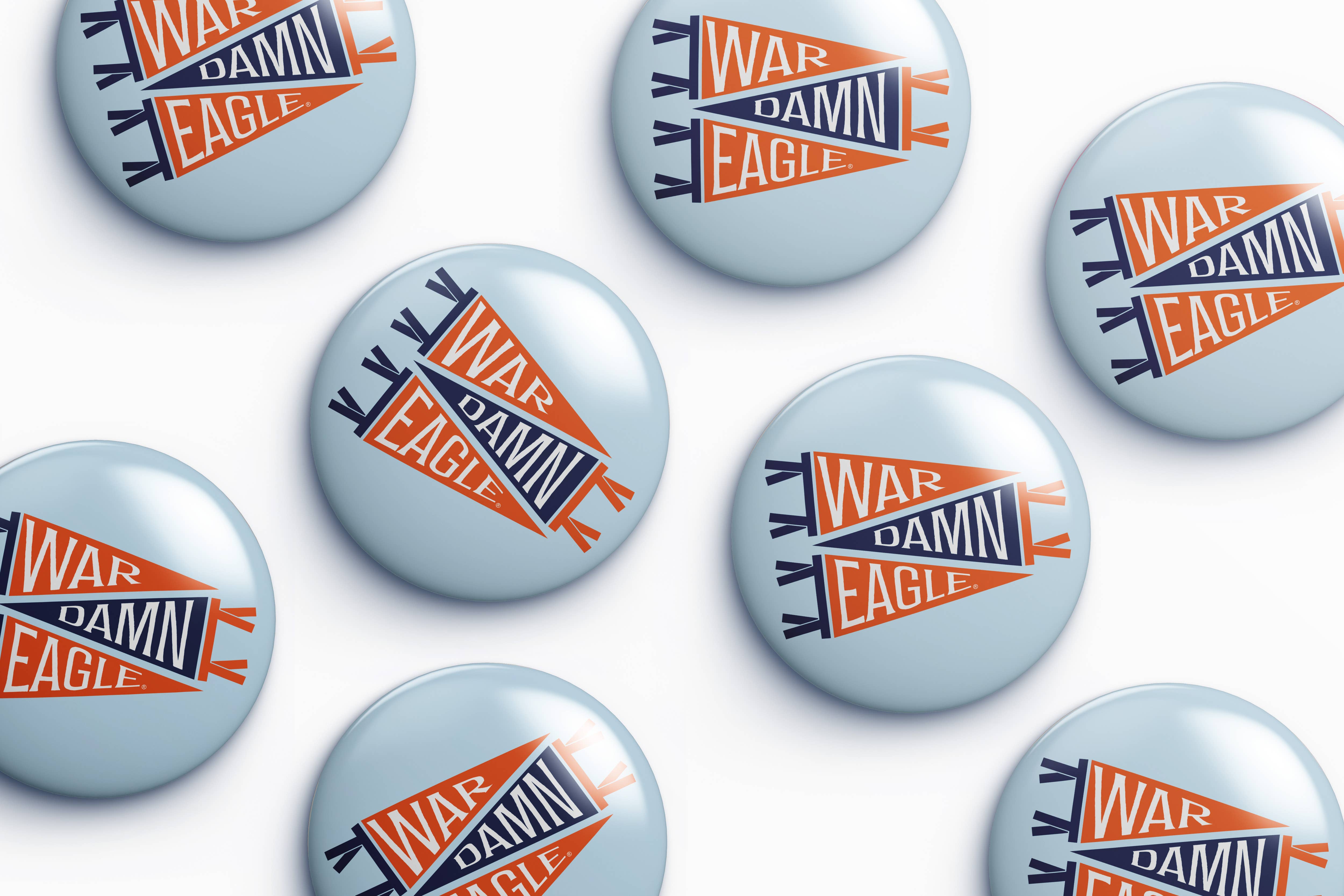 Cute As A Button - Wholesale Lapel Pin/Button - Auburn War Damn Eagle Pennant Flags Button0