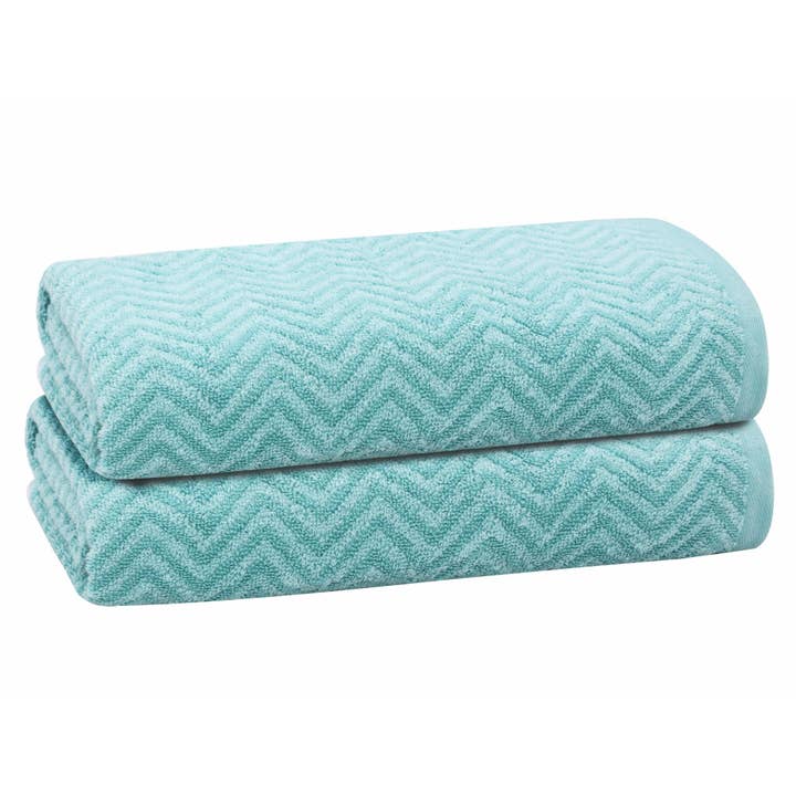 ShopBobbys - Wholesale Bath towel - PREMIUS 2 Pack Chevron 100% Cotton Yarn Dyed Bath Sheet Towel, 32x64 Inches