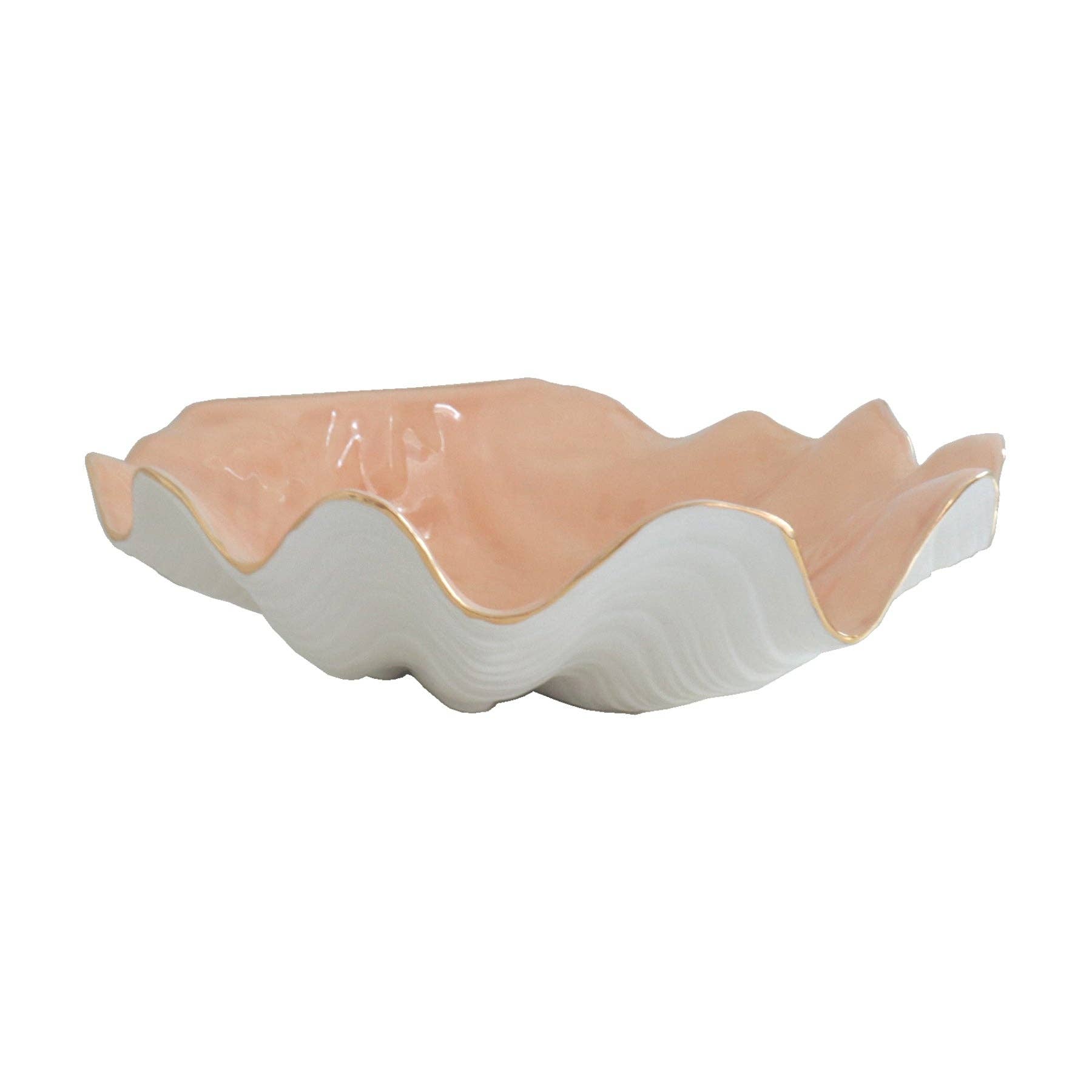 Lo Home | Ruby Clay - Wholesale Decorative Plate/Dish/Bowl - Clam Shell Bowl with 22K Gold Accent5